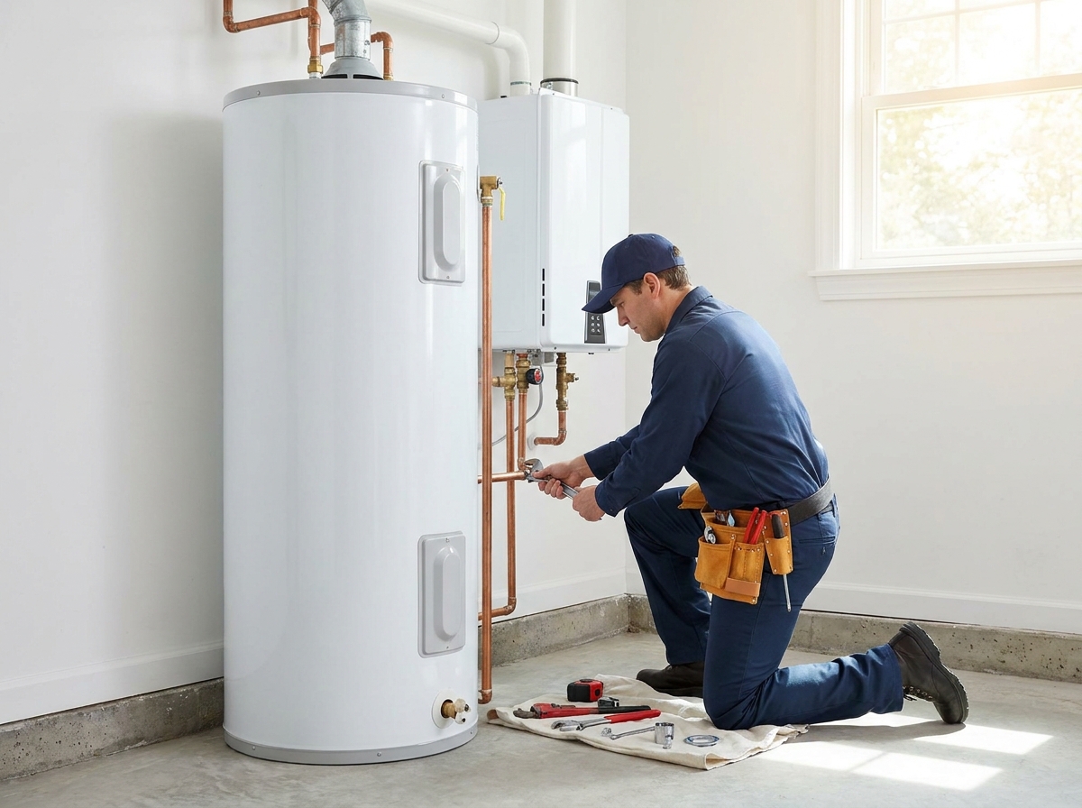 Commercial Bradford White water heater installed by JLH Plumbing Solutions in Denton, TX